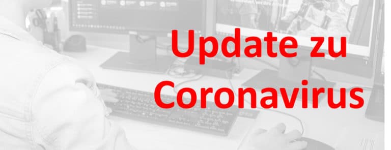 Schriftzug Update zu Coronavirus