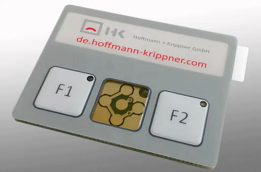 Muster für Folientastatur auf Leiterplatte mit Einschubstreifen