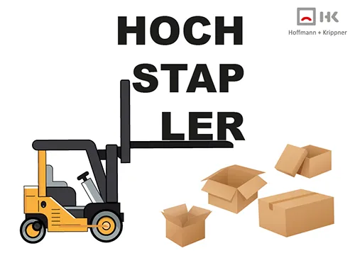 Illustrierter Gabelstapler und Kartons